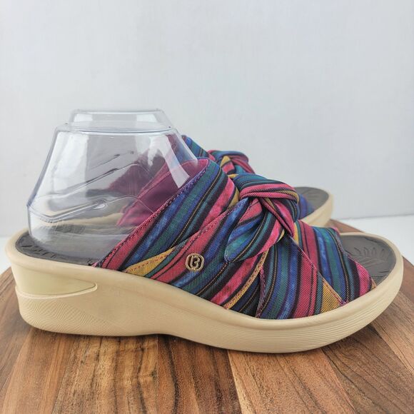 Bzees Womens Size 10 Blue Pink 10 Smile Slide Wedge Comfort Sandals - Picture 4 of 8